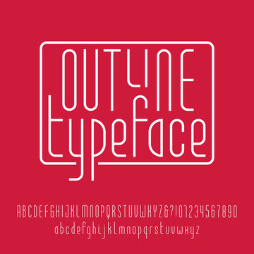Outline typeface. Modern line alphabet. Uppercase and lowercase letters and numbers. Vector font for your design.