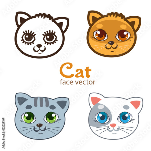 Vector Set Of Different Cartoon Cats Faces Cartoon Animals Head Icon Vector Cute Baby Cat Image Illustrations For Kids Cats Funny Painted Faces Buy This Stock Vector And Explore Similar Vectors