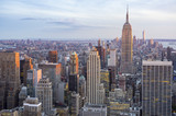 Fototapeta Miasta - Soft sunset view of the Midtown Manhattan New York City skyline looking south 