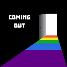 Coming Out. Light Coming Out Open Door. National Coming Out Day