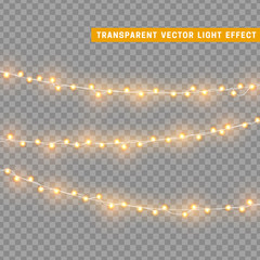 christmas lights isolated realistic design elements. glowing lights for xmas holiday greeting card d