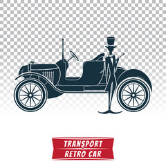 Wall Mural - silhouette of a retro car with driver