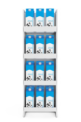 Aufkleber - Milk Carton Boxes in Store Shelf. 3d Rendering