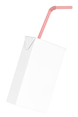 Aufkleber - Blank Milk or Juice Carton Box with Red Striped Straw. 3d Render