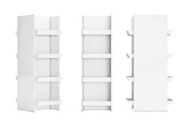 Poster - White Market Racks Shelves Showing Products. 3d Rendering