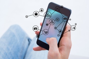 Aufkleber - hand holding smartphone with vignettes