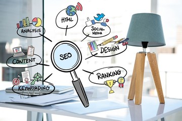 Poster - business graphics with office background