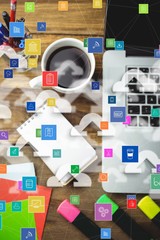 Poster - communication graphics on desk background