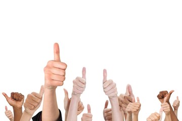 Poster - Multi-ethnic hands thump up 