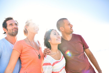 Group of friends having fun in summer