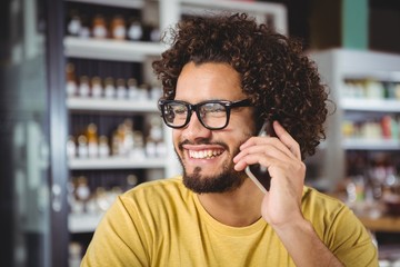 Poster - Man talking on mobile phone