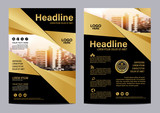 Fototapeta  - Gold brochure flyer annual report leaflet mock up template layout design