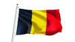 Belgium flag waving on white background, close up, isolated with clipping path mask alpha channel transparency