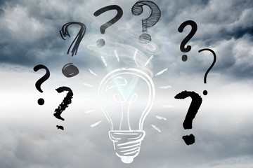 Poster - light bulb and question marks graphics