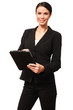 Businesswoman with Digital Tablet Computer on White