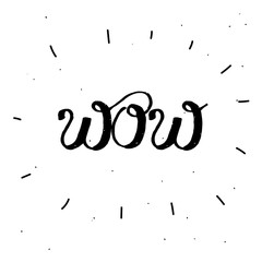 Wall Mural - Hand-drawn word WOW in black color.