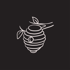 Poster - Bee hive sketch icon