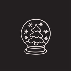 Poster - Snow globe with christmas tree sketch icon.