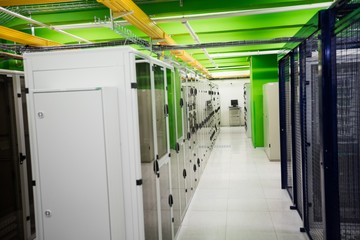 Aufkleber - Hallway with a row of servers