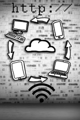 Poster - Communication graphics on wall background
