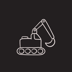 Wall Mural - Excavator sketch icon.