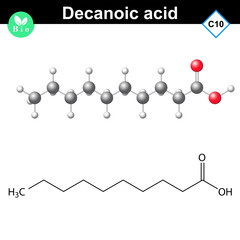 Wall Mural - Decanoic acid atomic structure