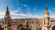 Panoramic view from the top of the St. Stephen's Basilica in Budapest, Hungary.