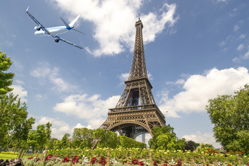 Plane over Eiffel Tower