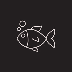 Poster - Little fish under water sketch icon.