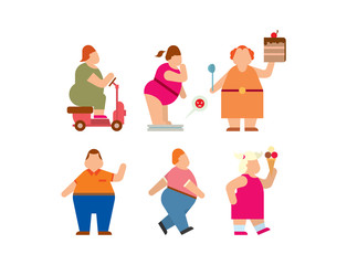 Canvas Print - Fat people vector flat silhouette icons