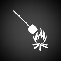 Poster - Camping fire with roasting marshmallow icon