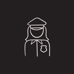 Sticker - Policewoman sketch icon.