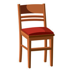 Poster - Wooden chair icon in cartoon style isolated on white background. Furniture symbol vector illustration