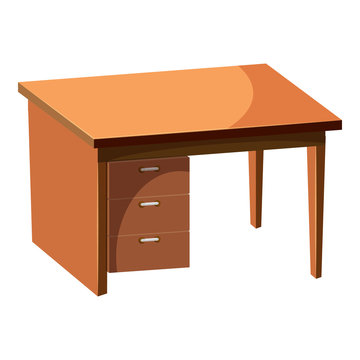 Computer desk icon in cartoon style isolated on white background. Furniture symbol vector illustration