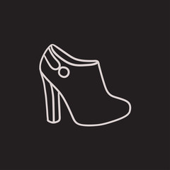 Sticker - High-heeled ankle boot sketch icon.