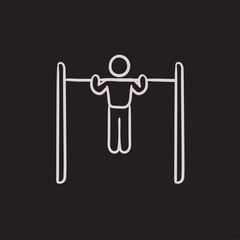 Wall Mural - Gymnast exercising on bar sketch icon.