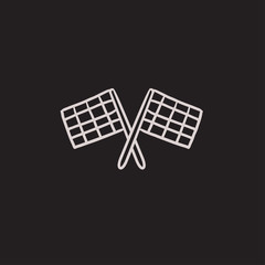 Poster - Two checkered flags sketch icon.