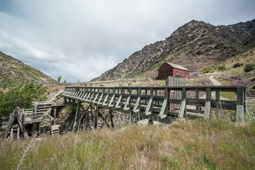 Old gold mining town in Central Otago, South Island, New Zealand