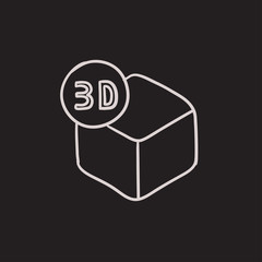 Poster - Three D box sketch icon.