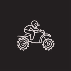 Sticker - Man riding motocross bike sketch icon.