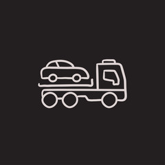 Canvas Print - Car towing truck sketch icon.