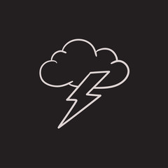 Canvas Print - Cloud and lightning bolt sketch icon.