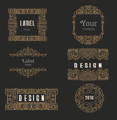 Wall Mural - vector logo design template, floral frame, line art style, embl