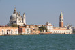 Basilica Di Santa Maria Della Salute & Campanile Bell Tower At St. Mark's Square In Venice Italy 