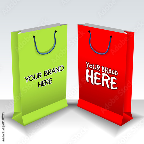 Download Digital vector empty green and red shopping bags mockup ...