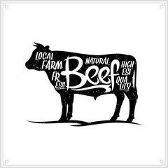 Wall Mural - Retro styled vector beef meat label