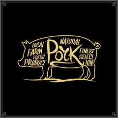 Wall Mural - Vector pork meat label