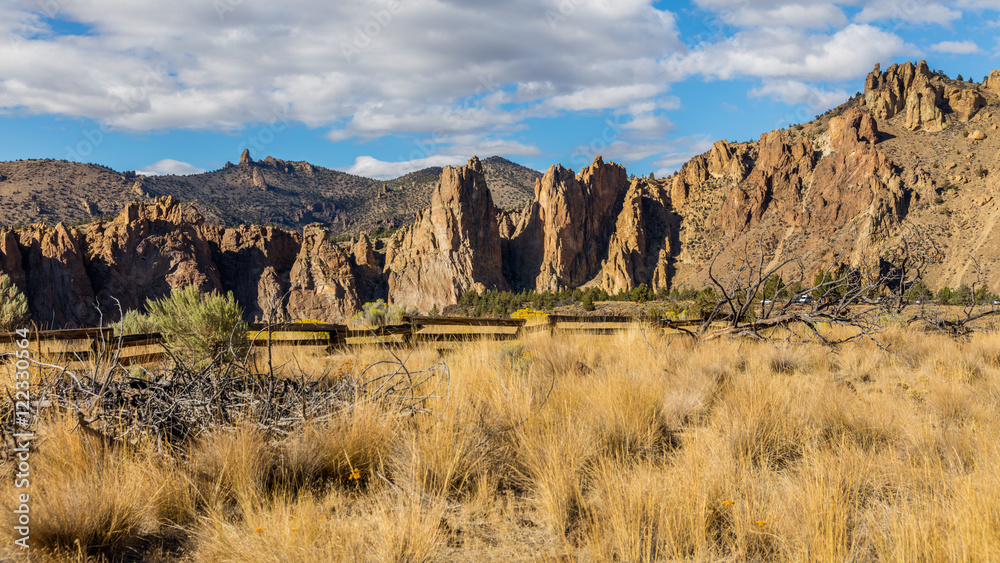 Yellow Rocks Cliffs The sheer rock walls. Beautiful landscape of yellow sharp cliffs. Dry ...