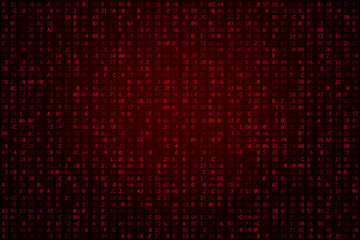 Leinwandbilder - Abstract digital background. Machine code. Hexadecimal code. Random digits and letters colored illustration.