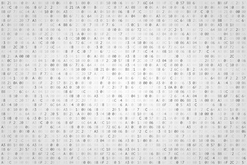 Wall Mural - Abstract digital background. Machine code. Hexadecimal code. Random digits and letters colored illustration.
